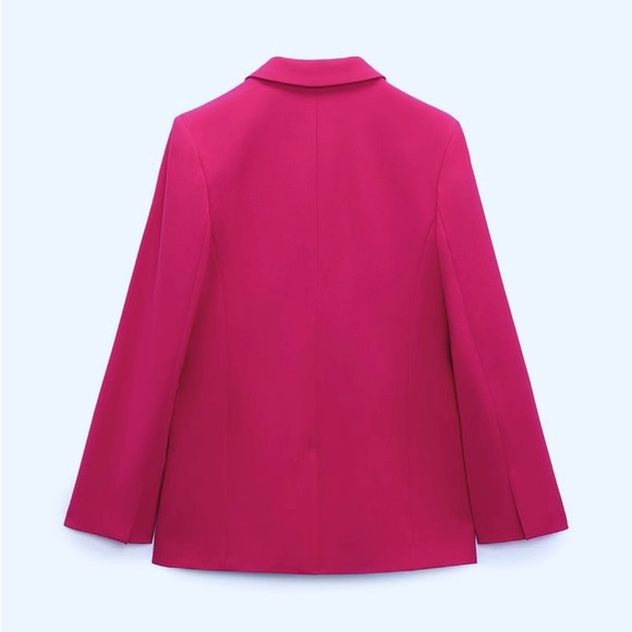 Zara Set - Fuchsia Straight Cut Pocket Blazer & The Low Rise Flare Pants - Picture 12 of 17